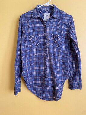 Abercrombie & Fitch Button Front long Sleeve Flannel Women's Small Blue